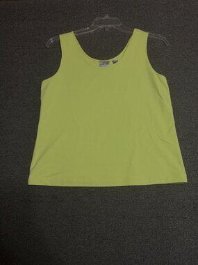 Chico's Size 2 (L) Lime Yellow Stretch Tank top Wide Strap Layering top